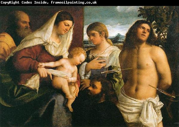 Sebastiano del Piombo La Sainte Famille avec sainte Catherine, saint Sebastien et un donateur